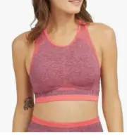 Spanx S Sports Bra Seamless Wirefree Sculpt Coral Pink 50284R Medium Impact NEW.