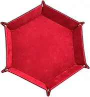 ERINGOGO Collapsible Hexagon Dice Tray Pu Leather Storage Box Easy-Clean Dice Holder Desktop Organiser Mobile Phone Watch Key Jewelry Storage