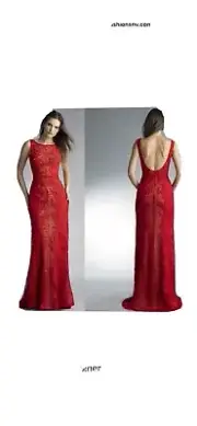 Basix Red D8108L sz 12 sequins long formal evening gown dress Prom Wedding