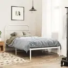 Elegant White Metal Bed Frame with Headboard: King Single Size - Sturdy and Comf