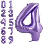 40 Inch Large Purple Balloon Number 4 Balloon Helium Foil Mylar Balloons Part...