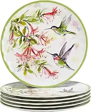Certified International Hummingbirds Melamine 11" Dinner Plates,Set of 6, Multicolor