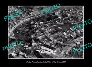 OLD LARGE HISTORIC PHOTO DARBY PENNSYLVANIA, AERIAL VIEW OF TOWN c1939