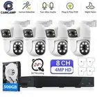 CAMCAMP 8CH 4MP Dual Lens Home PoE Security Camera System 500GB HDD PTZ Camera