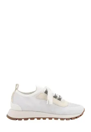 Lurex and suede sneakers - BRUNELLO CUCINELLI - White