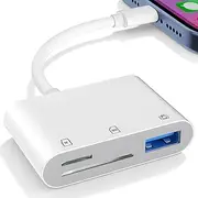 USB C SD Card Reader for iPhone 15 16 iPad Mac 3 in 1 USB-C Memory Trail Camera Card Adapter with Dual Slots & USB Port for Mac MacBook Pro/Air/Mini Android Laptop More USBC Typec Devices