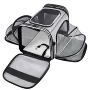 TSA Airline Approved Soft Sided Pet Carrier Top Loading 4 Side Expandable Lar...