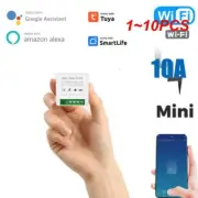 1~10PCS Tuya 16A Mini Wifi Smart Switch Light Supports 2 Way Timing Control