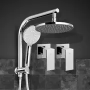 Cefito 9'' Rain Shower Head Set Handheld Round High Pressure Twins Tap Chrome
