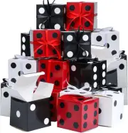 Kisston 100 Pcs Dice Favor Boxes 4 x 4 x 4 Inches Casino Themed Party Birthday B