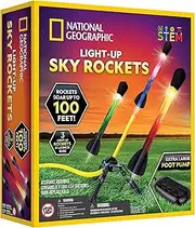 National Geographic Air Rocket Toy – Ultimate LED Rocket Launcher for Kids, Jump & Launch Light Up, Air Powered, Foam Tipped Rockets up to 30.5 Meters, Kids Outdoor Activities