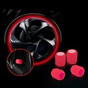 4 PCS Luminous Wheels Cap Tire Valve Stem, Glow Luminous at Night, Air Caps Cover Fluorescent, Illuminated Auto Car Wheel Valve Stem Caps Cover for Car, SUV, Motorcycles, Truck (Red)
