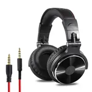Over Ear Headphones Hifi Studio DJ Headphone Wired Monitor Music Gaming Headset Earphone For Phone Computer PC With Mic - Black