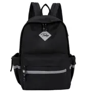 Fashion Canvas Double Shoulders Bag Ladies Handbag School Backpack Bag with USB Port (Color:Black Size:OneSize)