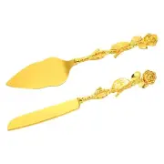 Cake Cutting Set for Wedding, Cake Knife and Server Set for Gift(Rose）