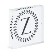 Letter Z Floral Wreath Alphabet Acrylic Photo Block Frame Flowers