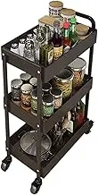 Mobile Storage Cart Multi-Purpose Utility Bar Cart Functional Rolling Cart with Storage Box Serving Cart Trolley 3 Tier Simple and Practical Wine Cart Open Storage Space