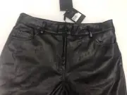Decjuba Becky Pu Straight Leg Pant Black Long , Size 14, Brand New