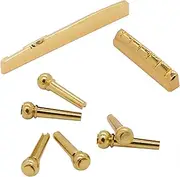 yuksok Guitar Bridge Saddle Replacements Brass Sturdy Musical Instrument Part Accessories Classical Guitar Saddle for Live Exercise, Nut Saddle Pin set