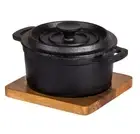 Davis & Waddell Cast Iron Pot with Lid & Acacia Trviet