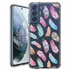 For Samsung Galaxy S20 S21 S23 S24 FE 5g TPU Case+Glass(Color Feathers)