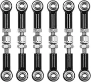 NUZAMAS 6Pcs 47mm Metal Adjustable Shock Absorber RC Car Turnbuckle RC Pull Rod Aluminum Alloy Turnbuckle Rod Linkage Set for 1/10 RC Car Buggy Tourning Car Black