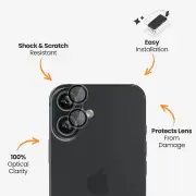 EFM Camera Lens Protector Armour suits for iPhone 16 and 16 Plus (Clear)