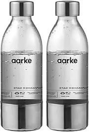 [aarke] 2-pack Small PET Bottle for Sparkling Water Maker Carbonator 3, BPA free with Details in Steel, 450ml, AASPB1-STEEL