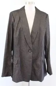 NWT $89 Lane Bryant Black Gold Metallic Sparkly Bryant Blazer Jacket Size 18