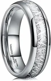 [King Will] METEOR 6mm Silver Plated Domed Tungsten Carbide Ring Imitated Meteorite Wedding Band