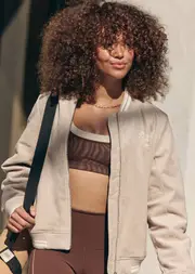 [Lorna Jane] Heritage Bomber Jacket in Neutrals, Size - Medium M Light Oxford Tan
