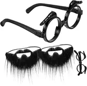 Halloween Costumes Accessory Set Fake Glasses Kit for Adults Boys and Girls Realistic Old Man Look Black