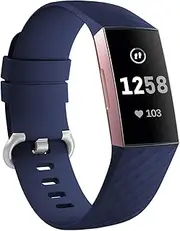 Replacement Bands Compatible with Fitbit Charge 4/ Charge 3, Fitbit Charge 3 SE Silicone Strap Adjustable Classic Smartwatch Band Strap, Waterproof Fitness Sport Wristbands for Women Men
