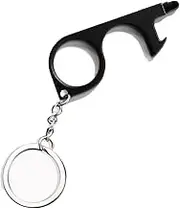 Black EDC Door Opener with Keychain Contactless Open Tool No Touch Key Safety Tool for Touchscreen Outdoor Public Door Handle