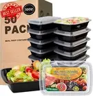 50 Pack Meal Prep Containers 32oz Plastic Food Storage w/ Leakproof Lids Free