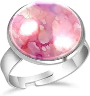 [FVQL] Ring for Women Girls, abstract pattern doodle, 1.7cm/0.67inch, Glass, glass