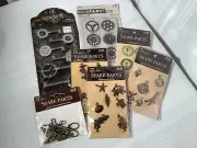 NIP Metal Charms, Scrapbooking Junk Journals, Lot of 7 Packages With 40+ Items
