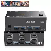 KVM Switch HDMI+DisplayPort Dual Monitor 4 Port 4K@60Hz KVM Switch 2 Monitore
