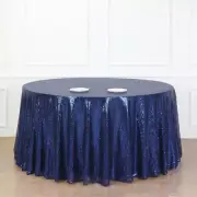 132" Navy Blue SEQUIN ROUND TABLECLOTH Wedding Party Catering Reception Linens