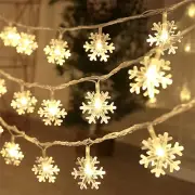 Snowflake Christmas String Lights 19.6ft, 40 LED Battery Operated Fairy Lights