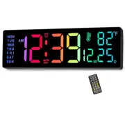 14.2" Large Display Digital Wall Clock with Date Day of Week Temp Timer, Elec...