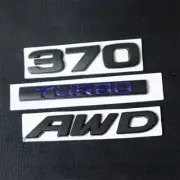 Matte Black 1x AWD + 1x 370 + 1x Blue TURBO Metal Decal Sticker Badge Emblem SUV (for: MG)