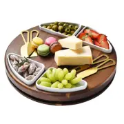 Upgraded Lazy Susan Cheese Cutting Board Set, Round Acacia Charcuterie Board,...