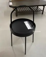 IKEA Side Table w/Handle BURVIK Modern, Black, 15" BRAND NEW 703.403.84