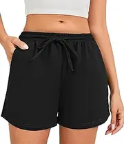 [LOCUBE] Women's Athletic Shorts Loose Fit Lounge Outfits Running Shorts with Pockets Suitable for Aerobic Exercise