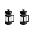 2x Euroline 1L Tea/Coffee Glass Plunger French Press Latte Maker/Brewer Pot BLK