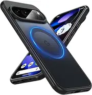 [RUNGOS] Magnetic for Google Pixel 9 Pro XL Case MagSafe [Strong Magnetic] [Translucent Matte] [Slim Fit] [12Ft Drop Tested] Hard Back Cover for Pixel 9 Pro XL Phone Case, Shockproof Protective, Black