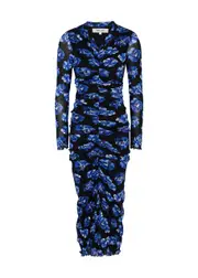 Diane Von Furstenberg Alabama Ruched Tulle Midi Dress - Blue - S (UK 8-10 / S) S (UK 8-10 / S)