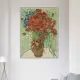 《雛菊和罌粟花》梵谷．後印象派 世界名畫 經典名畫 風景油畫-白框60x80CM