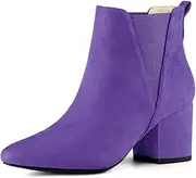 [Allegra K] Women's Pointed Toe Block Heel Ankle Chelsea Boots